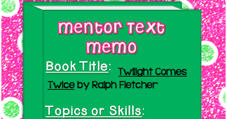 pinkadots elementary sunday funday mentor text linky twilight comes twice