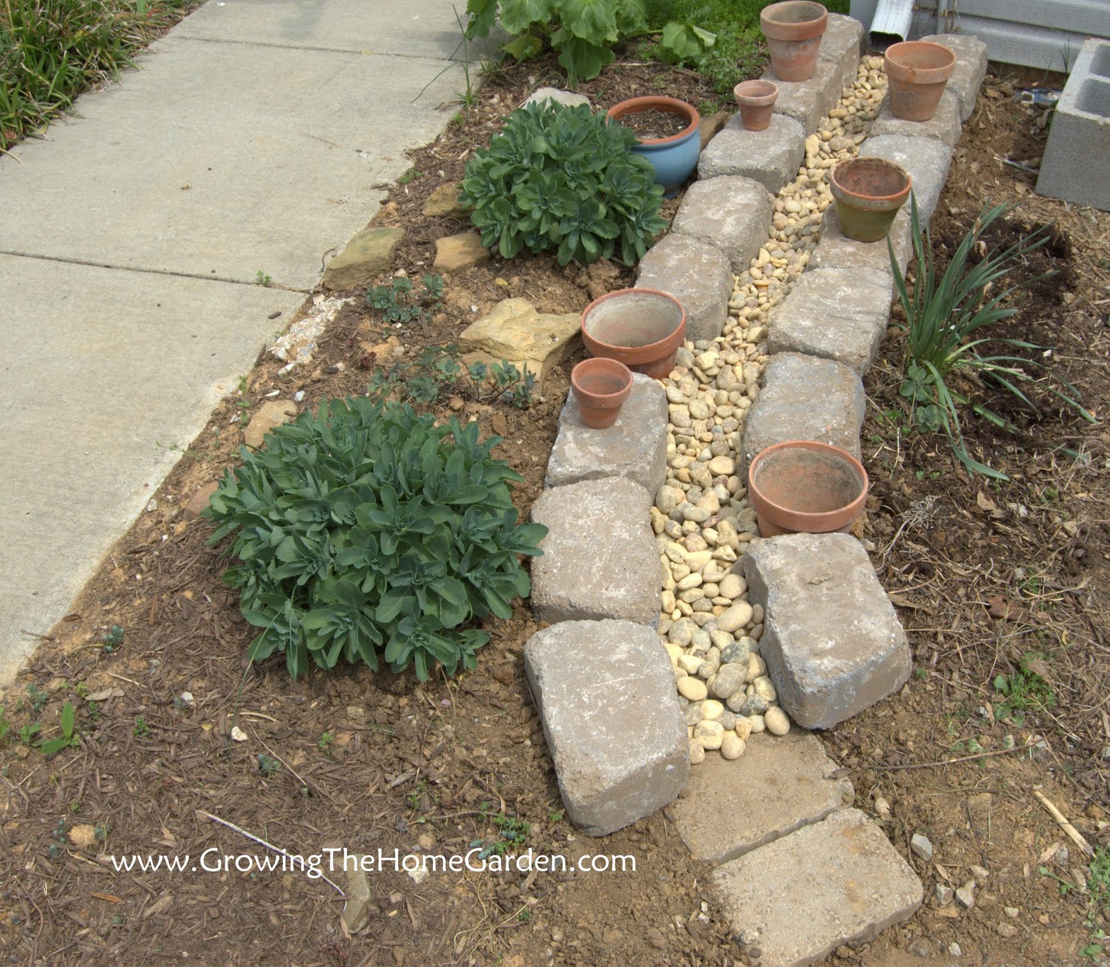 Making A Dry Creek Bed Drainage Canal for Downspouts Growing The Home