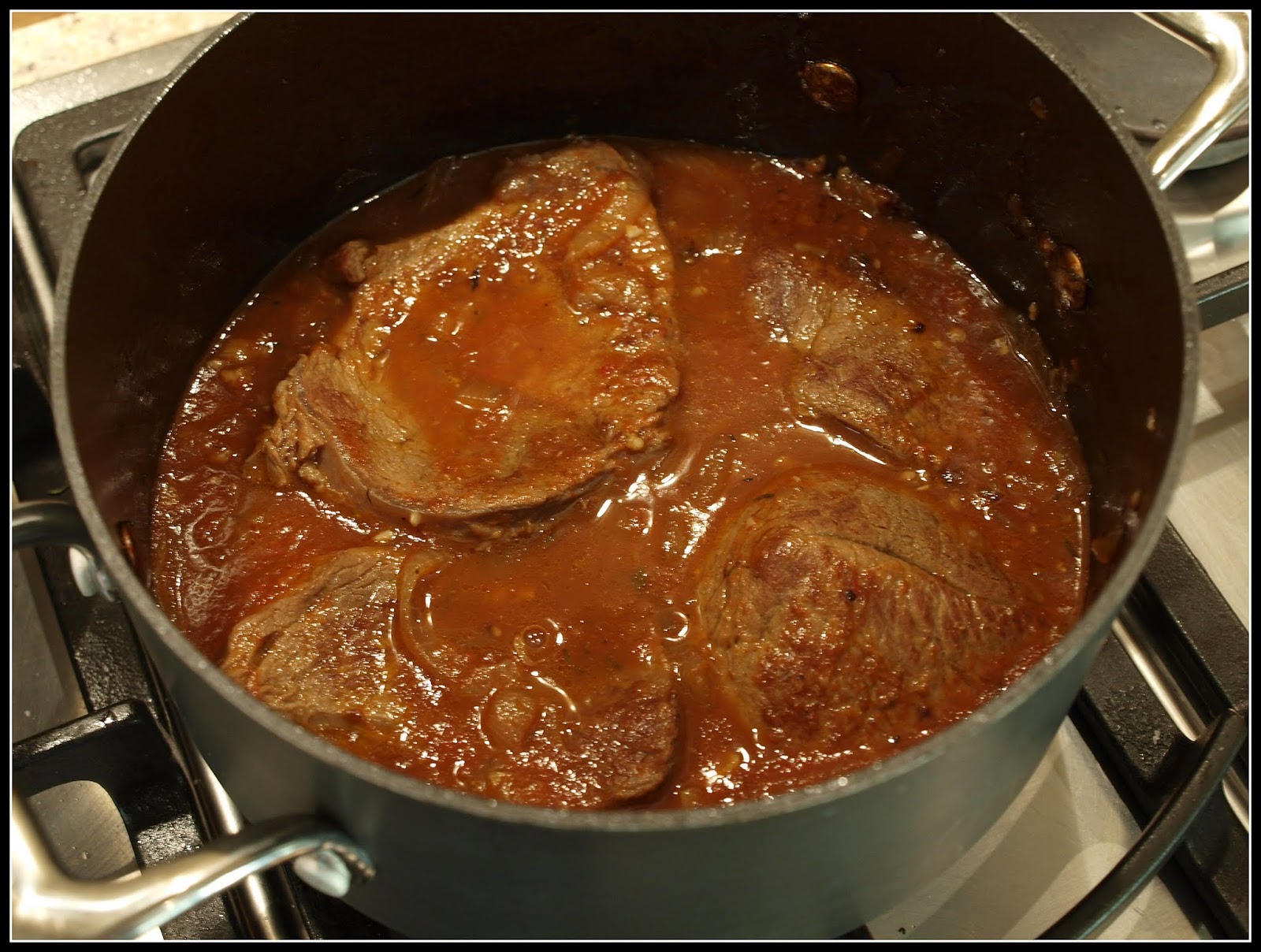 Mark's Veg Plot Braised beef in tomato sauce