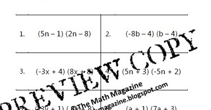 The Math Magazine: FOIL Method Multiplying Binomials Worksheet with Key