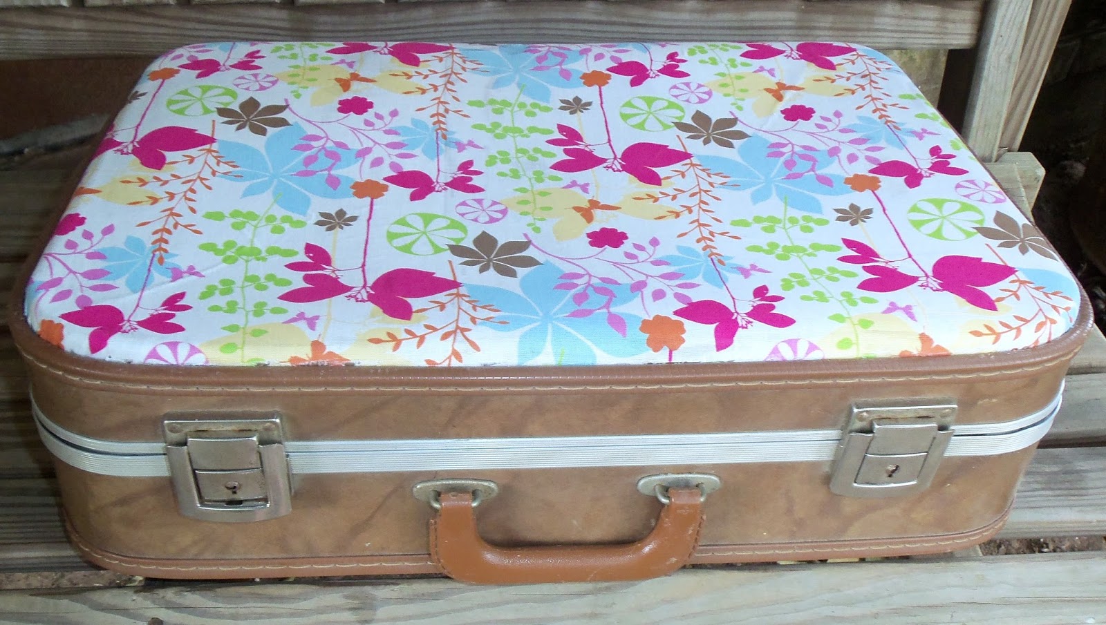 live. love. scrap. Fabric Covered Vintage Suitcase