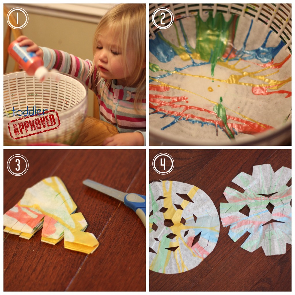 Toddler Approved! Spin Art Snowflakes