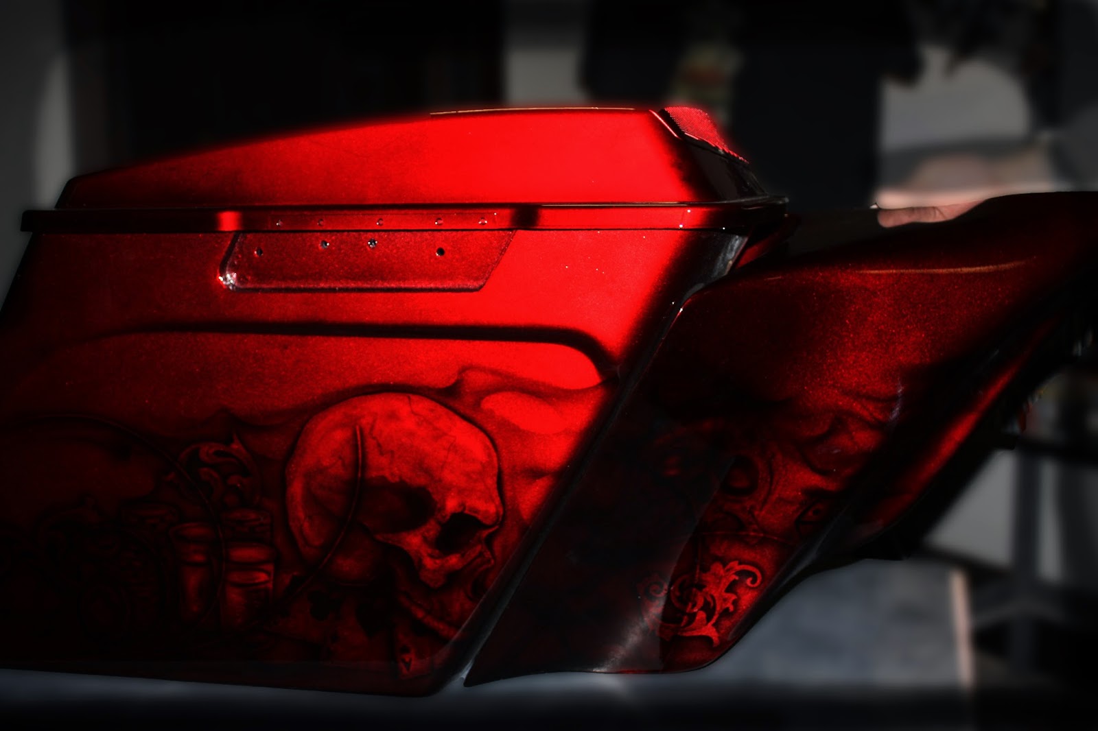 Online Motorcycle Paint Shop Candy apple red with gambling skulls and