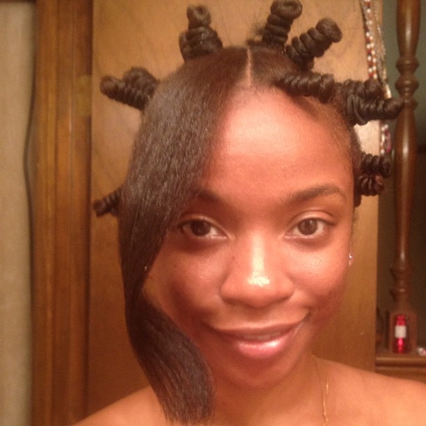 Fyecurls The Process Flat Ironed Hair And Bantu Knot Out