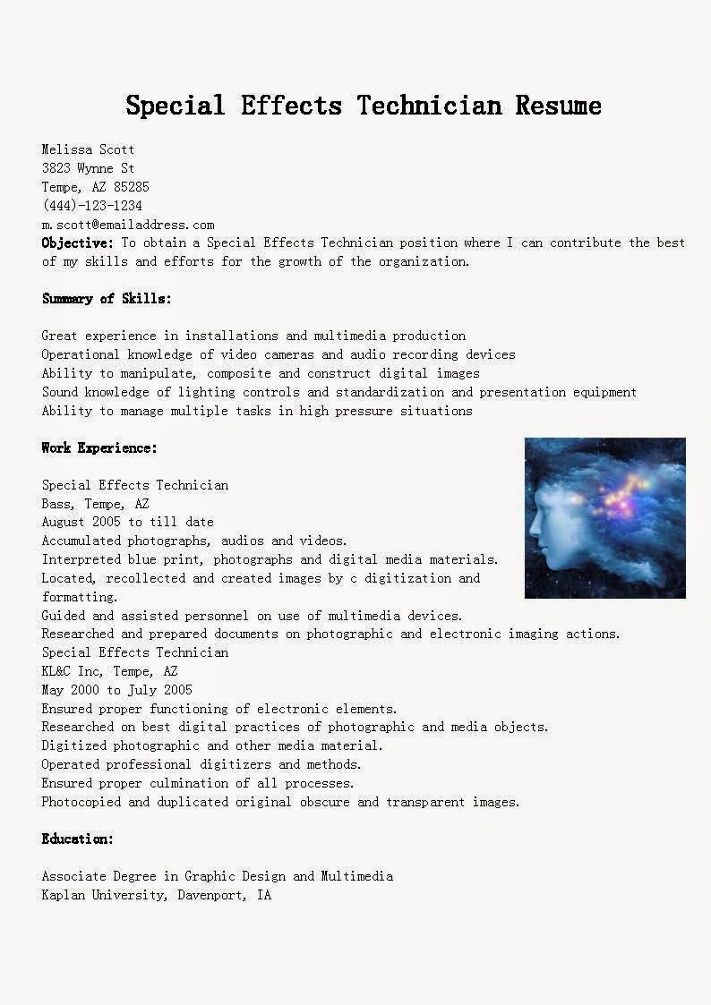 Special Effects Technician Sle Resume resume sles special effects technician resume sle Special Effects Technician Sle Resume resume sles special effects technician resume sle