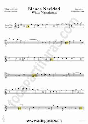 Tubescore White Christmas sheet music for Alto Saxophone and Baritone Saxophone Christmas Carol music score