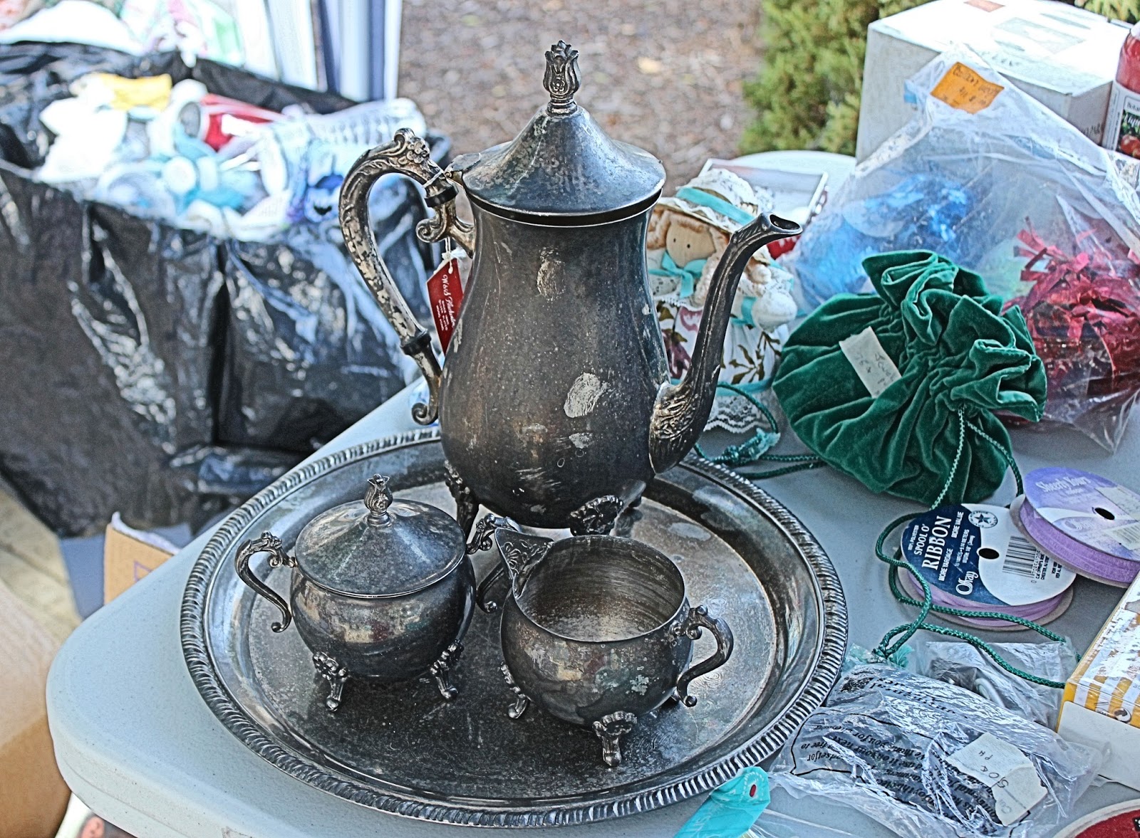 Christian Images In My Treasure Box Tarnished Silver Tea Pot