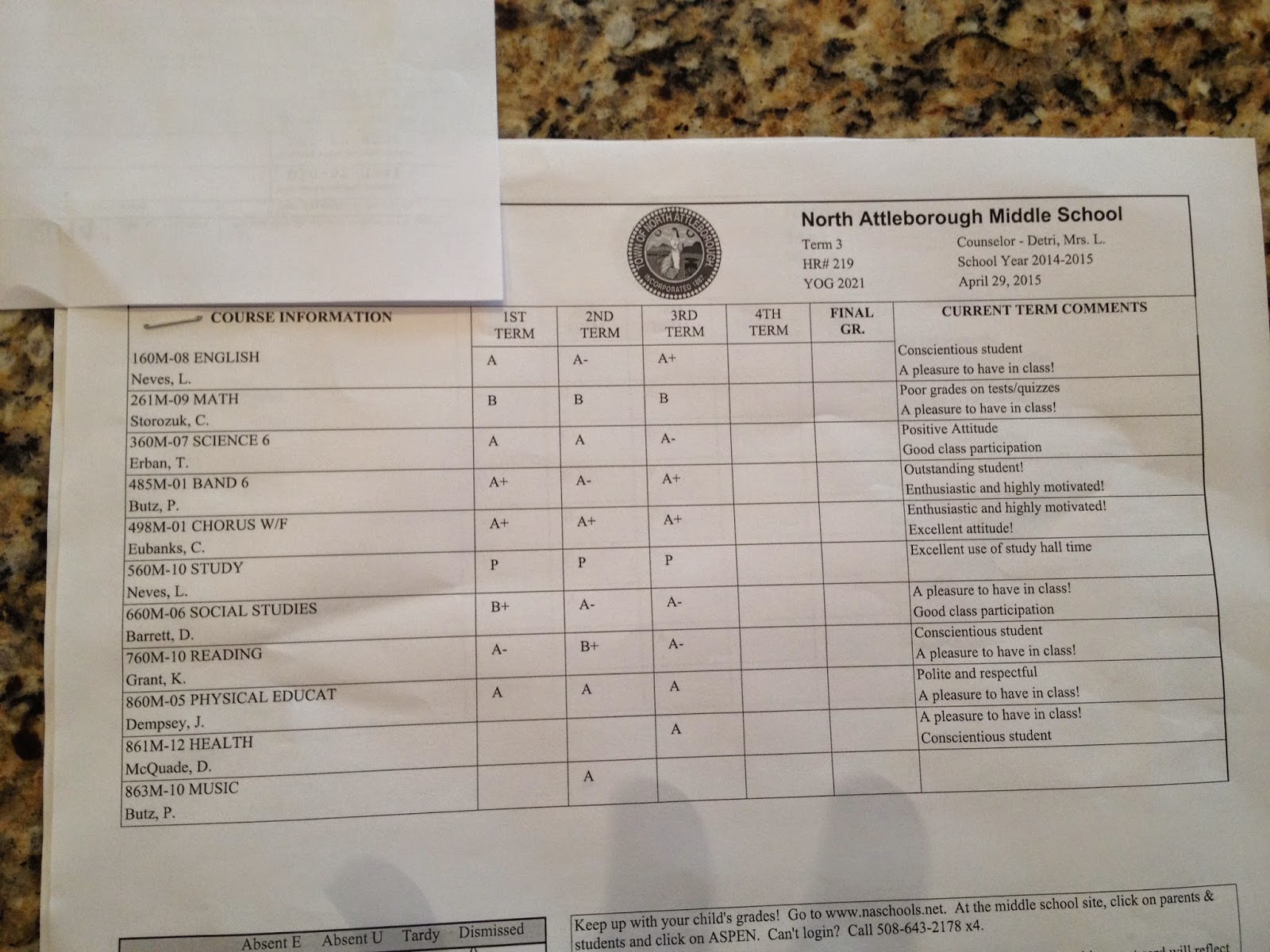Online report card template picture