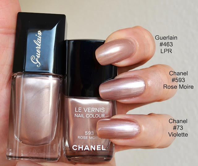 Chanel Le Vernis 593 Rose Moire vs. Guerlain La Laque Couleur 463 La