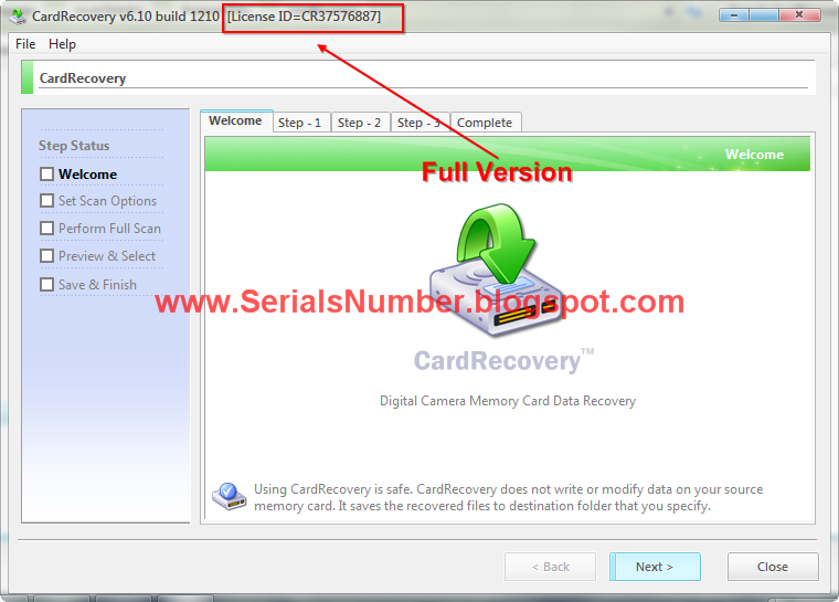 card recovery software with key free download
