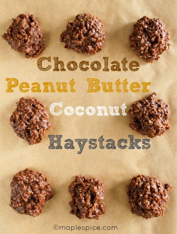 maple•spice Chocolate + Peanut Butter + Coconut Haystacks