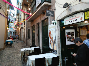 Street Side restaurants in Medieval Alfama  at the river-side.
