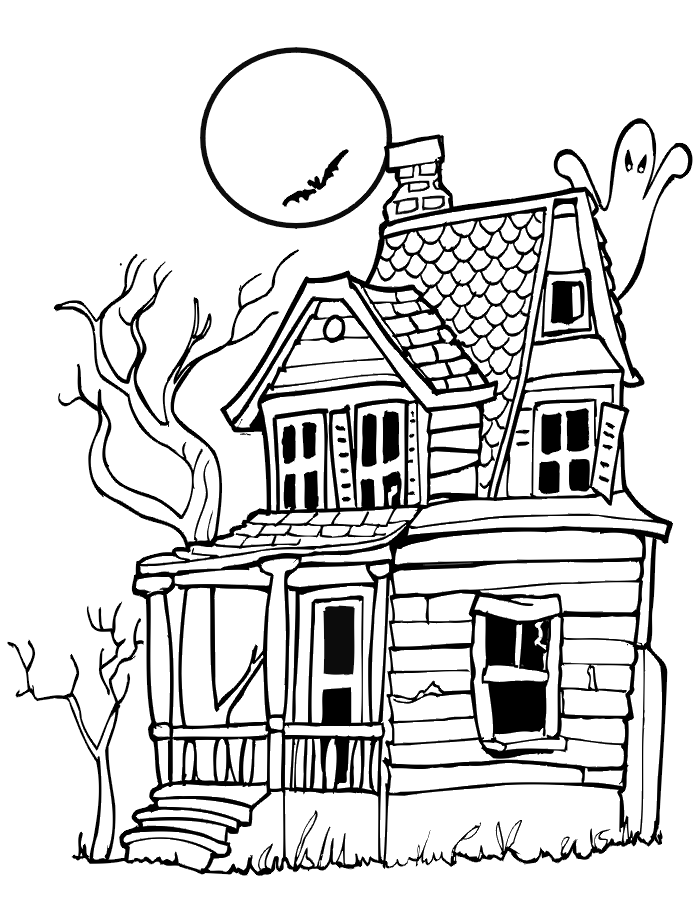 haunted house images cartoon. Printable Halloween Coloring Pages
