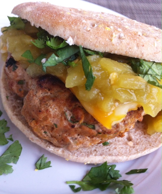 Fueling Strong Green Chile Turkey Burgers