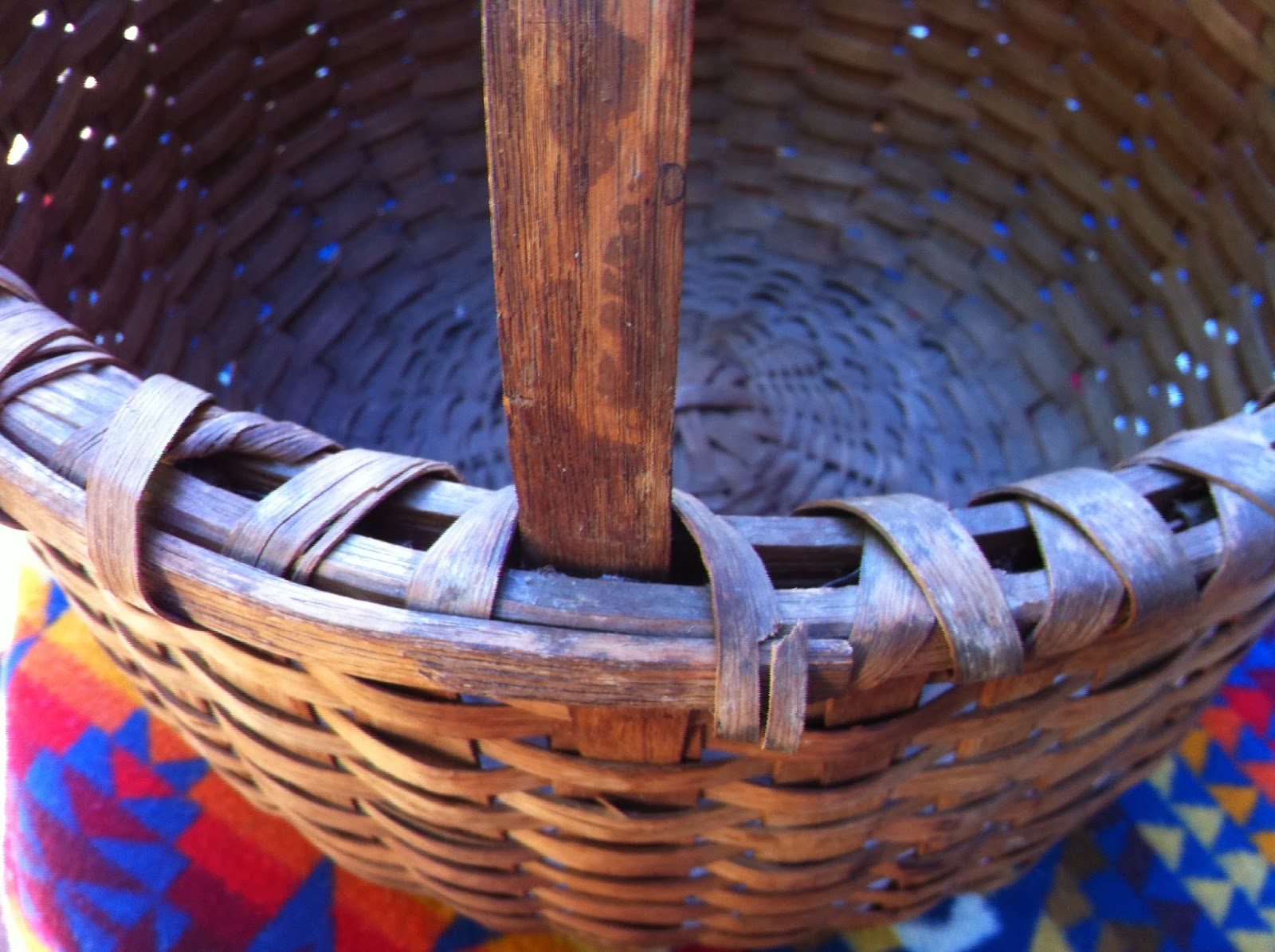 Wunderful Things 1800's Northeast Native American Black Ash Splint Basket