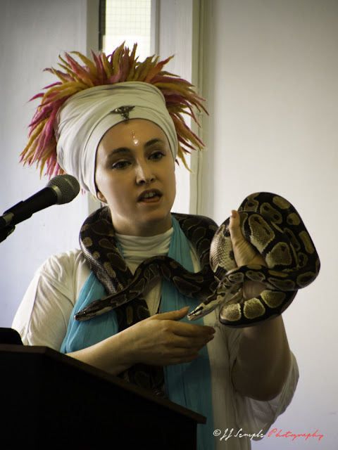 Kwali Kumara helps attendees overcome fear of snakes