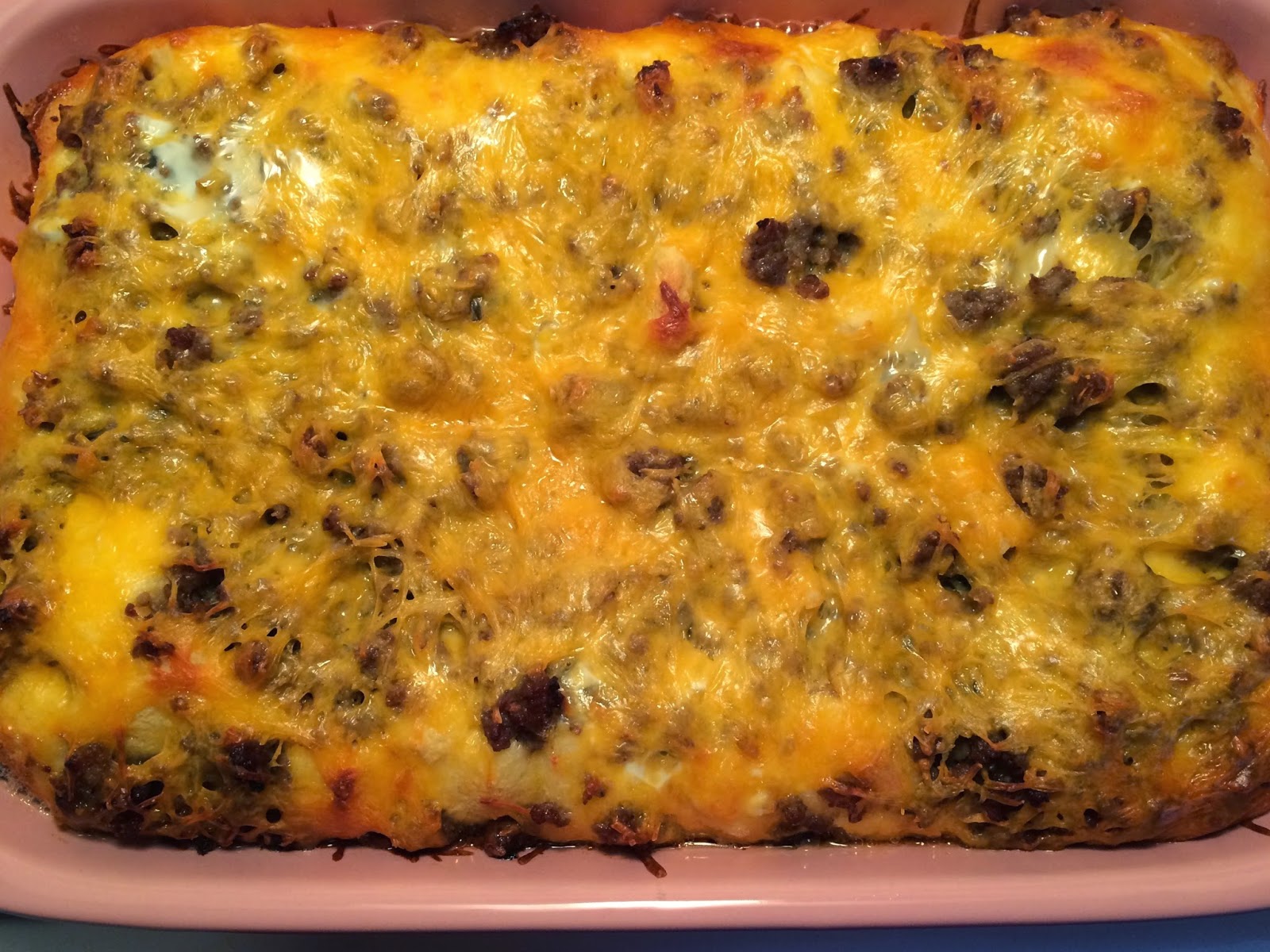 LIFE is better in PINK: Sausage Egg & Cheese Casserole