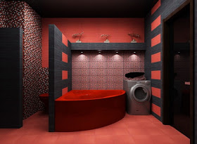 decora y disena: Diseño de Baño Rojo y Negro