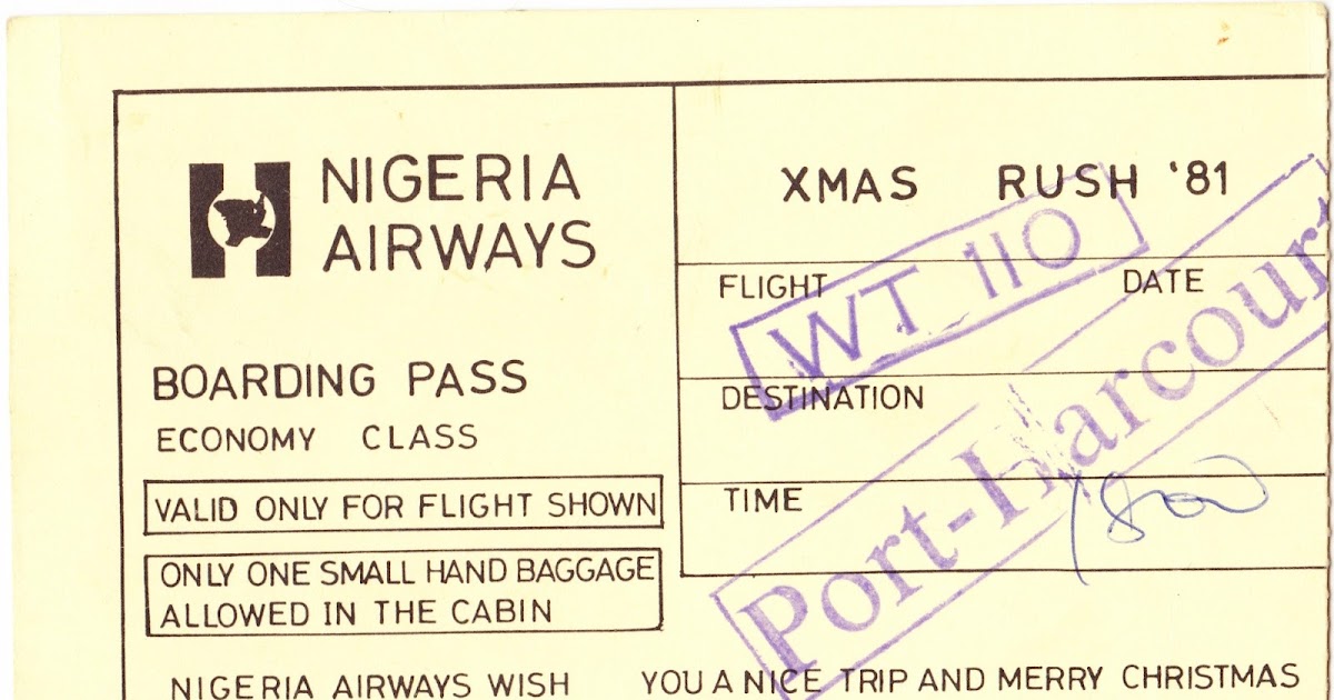Papergreat December 1981 boarding pass for Nigeria Airways