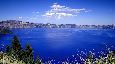 Beautiful Blue Lake Between Mountain Full HD Nature Background Wallpaper For Laptop Widescreen
