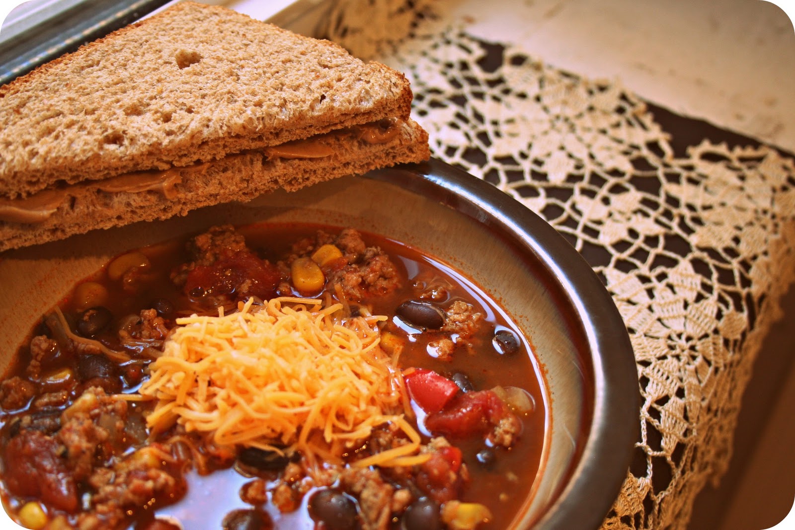 Scarborough FoodFair Turkey Chili...with a Peanut Butter Sandwich
