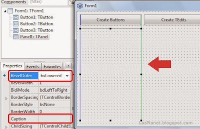 lazarus, Set properties of TPanel