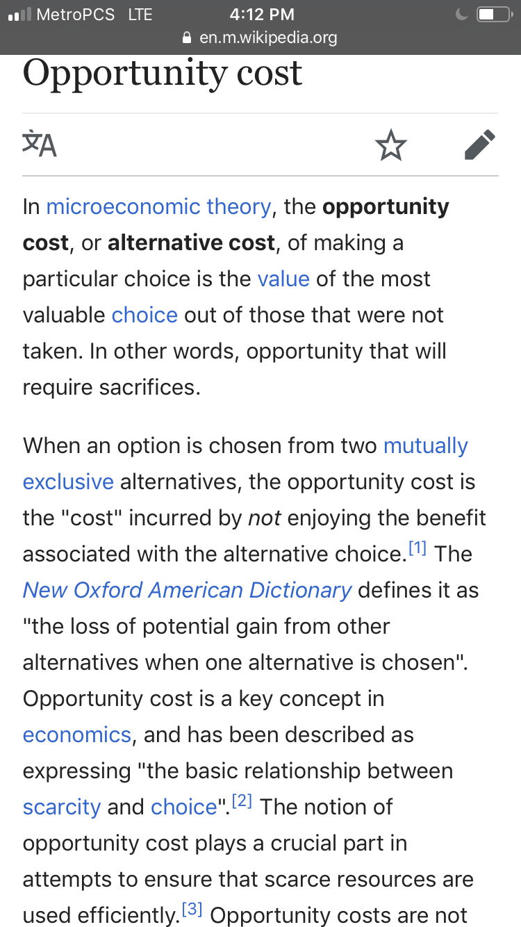 “OPPORTUNITY COST”