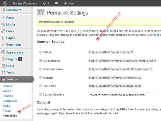 setting permalink wordpress