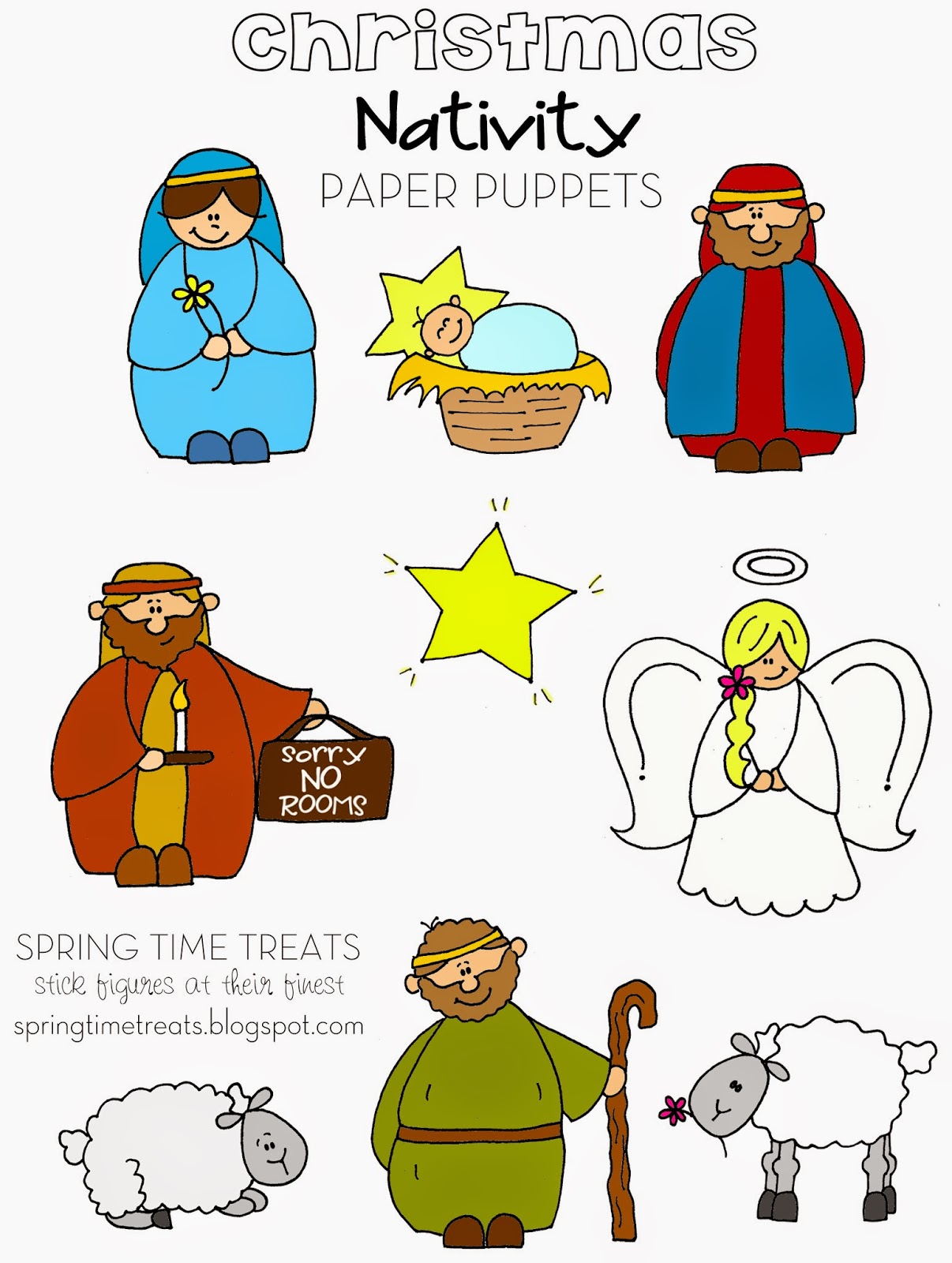 Spring Time Treats Nativity paper puppets FREE printables