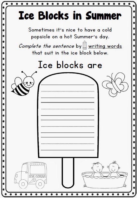 Summer Writing Worksheets K-1 - 73 pages