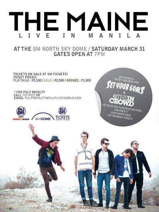 The Maine live in Manila – Ticket Prices