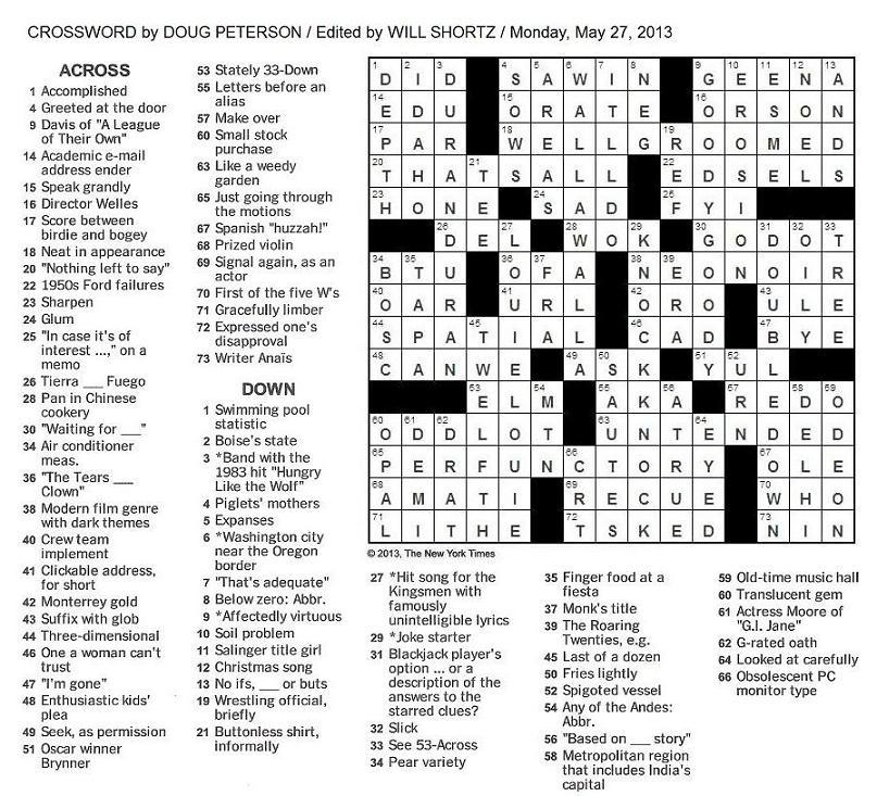 The New York Times Crossword in Gothic ...