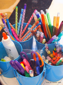 organizing pencils crayons and scissors