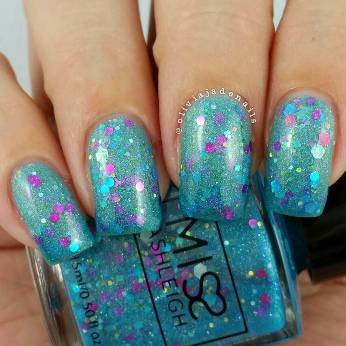 Miss Ashleigh Teal My Heart Away (transitioning) swatched by Olivia Jade Nails