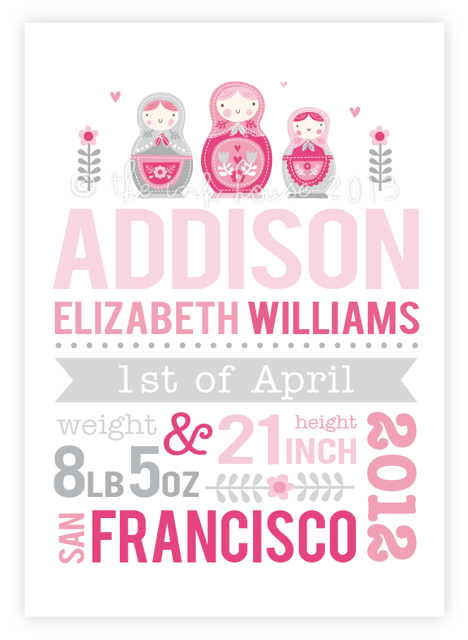The Ink House New personalised birth prints.