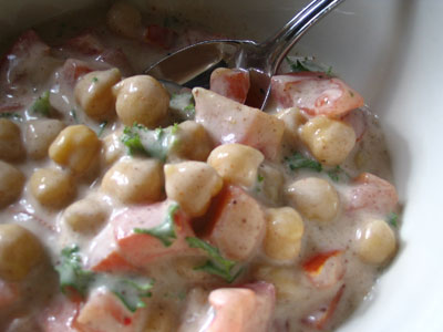 Spiced Yogurt alongside Chickpeas in addition to Tomatoes