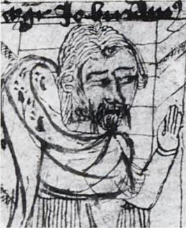 Magister Johannes Buridan als leraar - in een manuscript in de Jagiello Bibliotheek in Krakau, 1771, oorspr. uit Parijs ca 1370