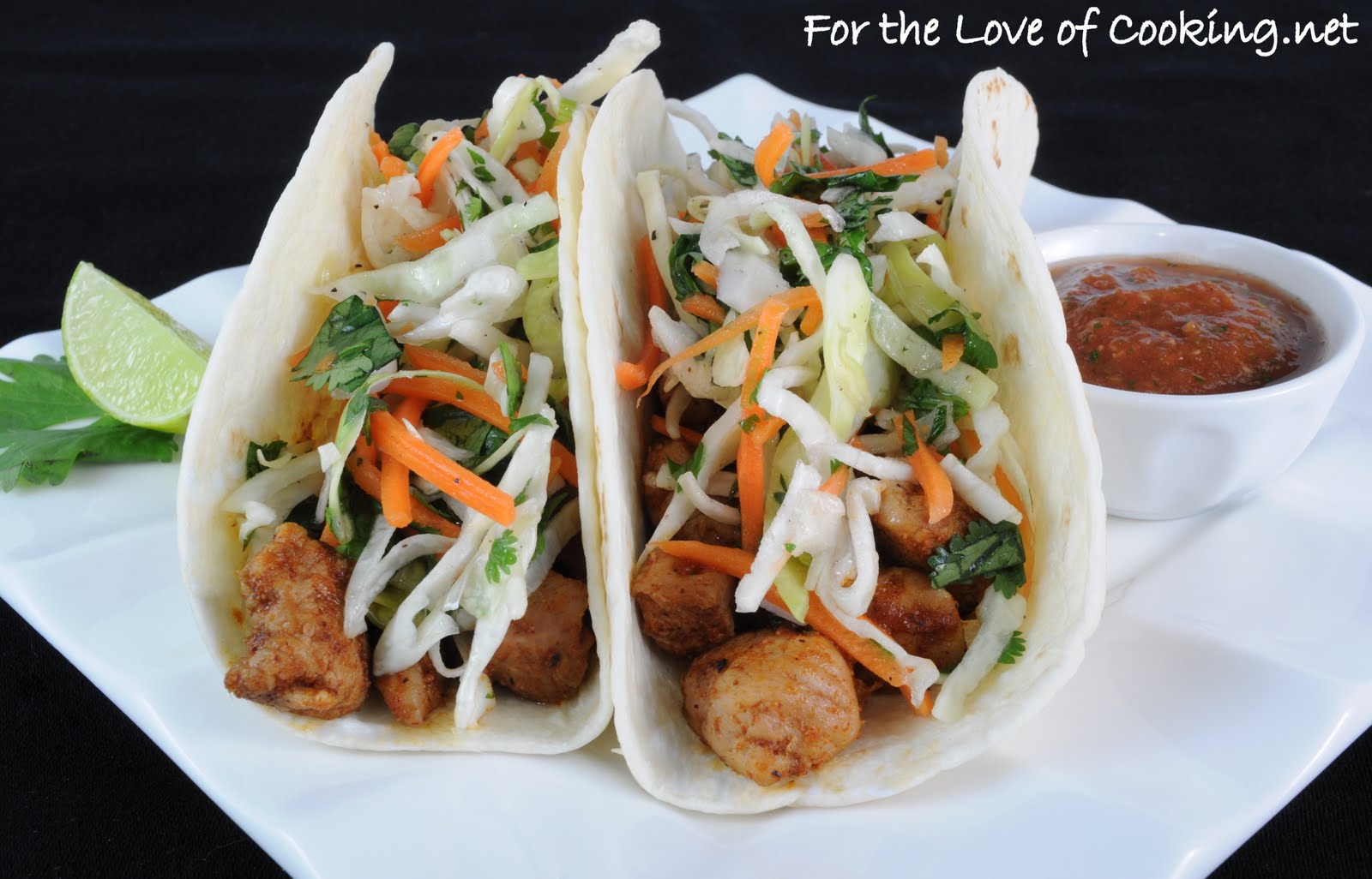 For the Love of Cooking Pork Tenderloin Tacos with Tangy Slaw