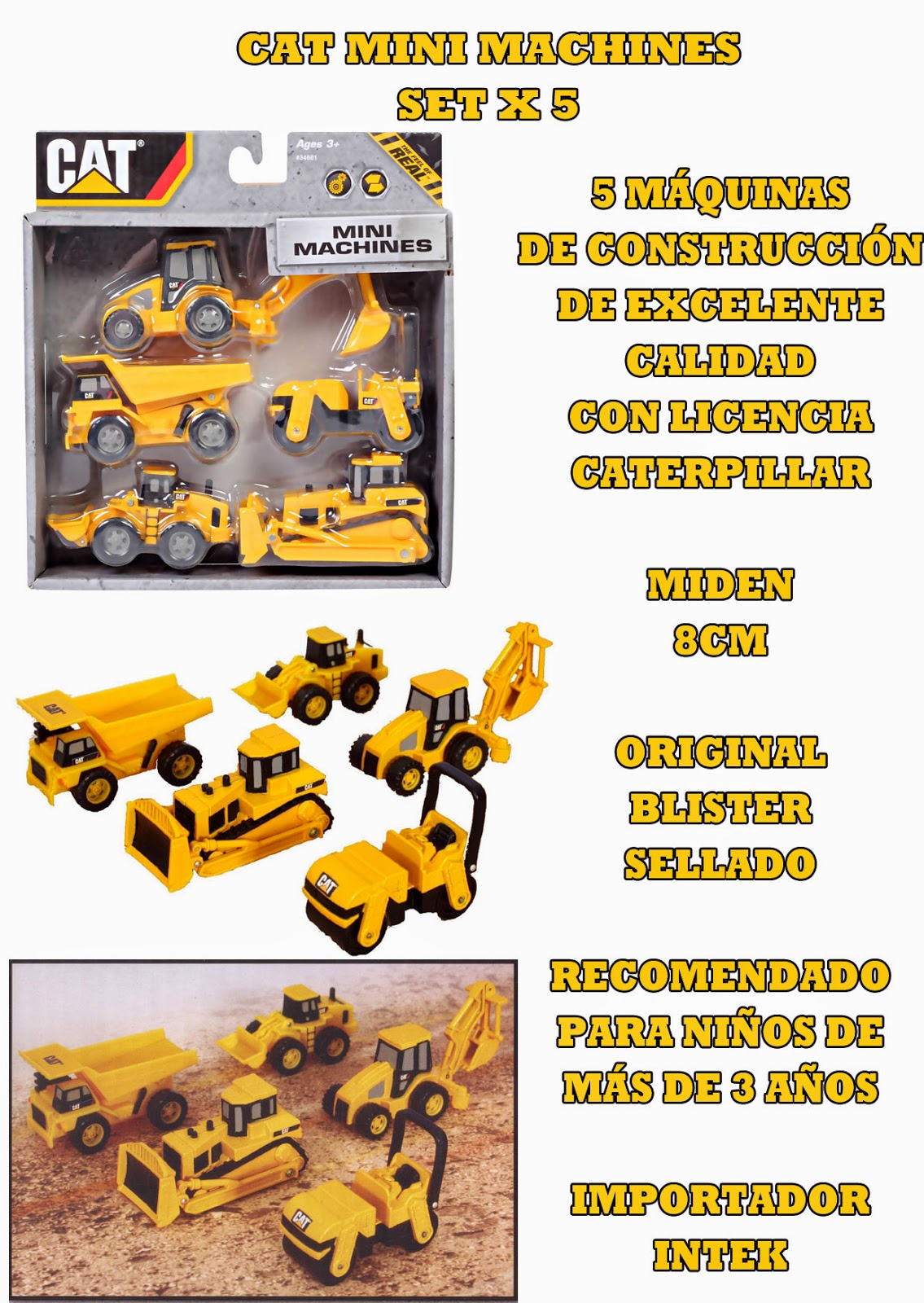 Juguetería León: Cat Mini Machines Pack x 5 Caterpillar Maquinas ...