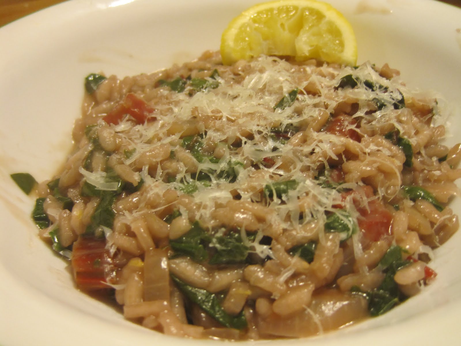 Evelyn's food blog Swiss chard red wine risotto