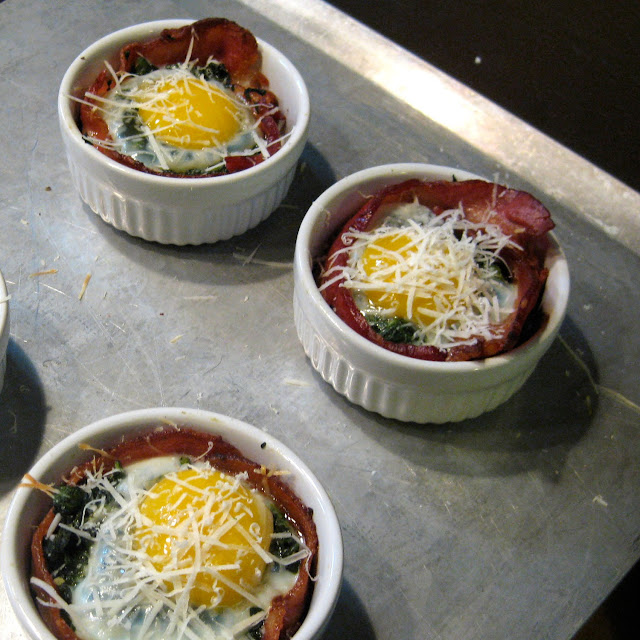 Bacon Wrapped Baked Eggs Florentine — Recipe Fiction