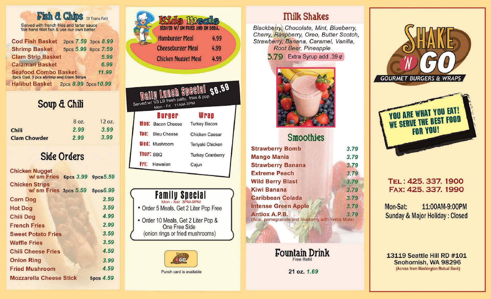 SHAKE 'N GO SHAKE 'N GO MENU!