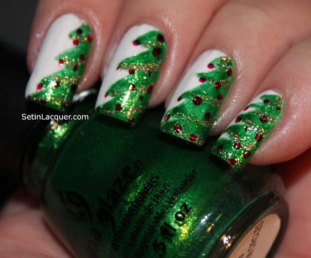 christmas tree nail art - set