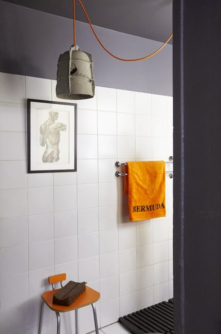 grey and orange bathroom