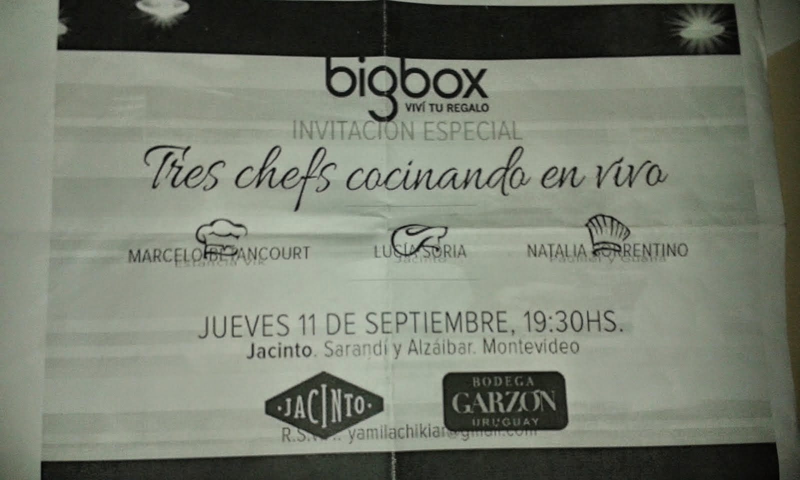 Evento bigbox - Tres chefs cocinando en vivo - 11-9-2014