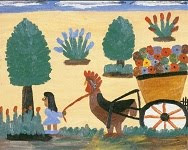 Clementine Hunter - rooster wagon.