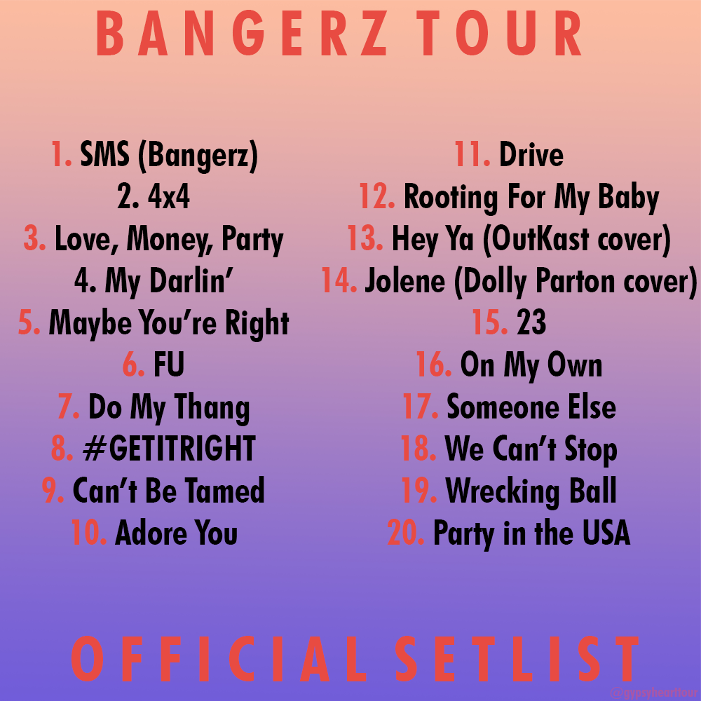 Bangerz Tour Setlist Miley Cyrus Nederland