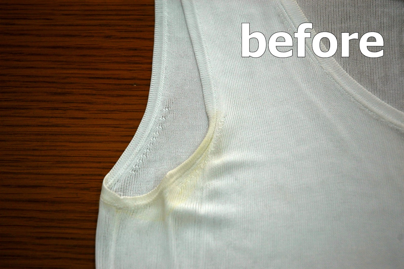 千葉クリーニング商会 ワークステーション便り 脇汗染み 黄変 レーヨンタンクトップ シミ抜き実例