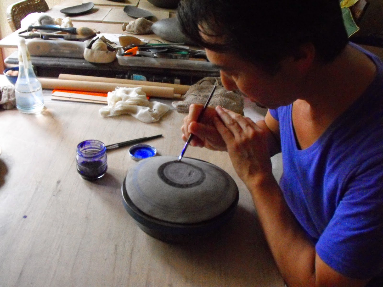 Tseline Pottery Class in Japan (Kamakura) 2 the glaze