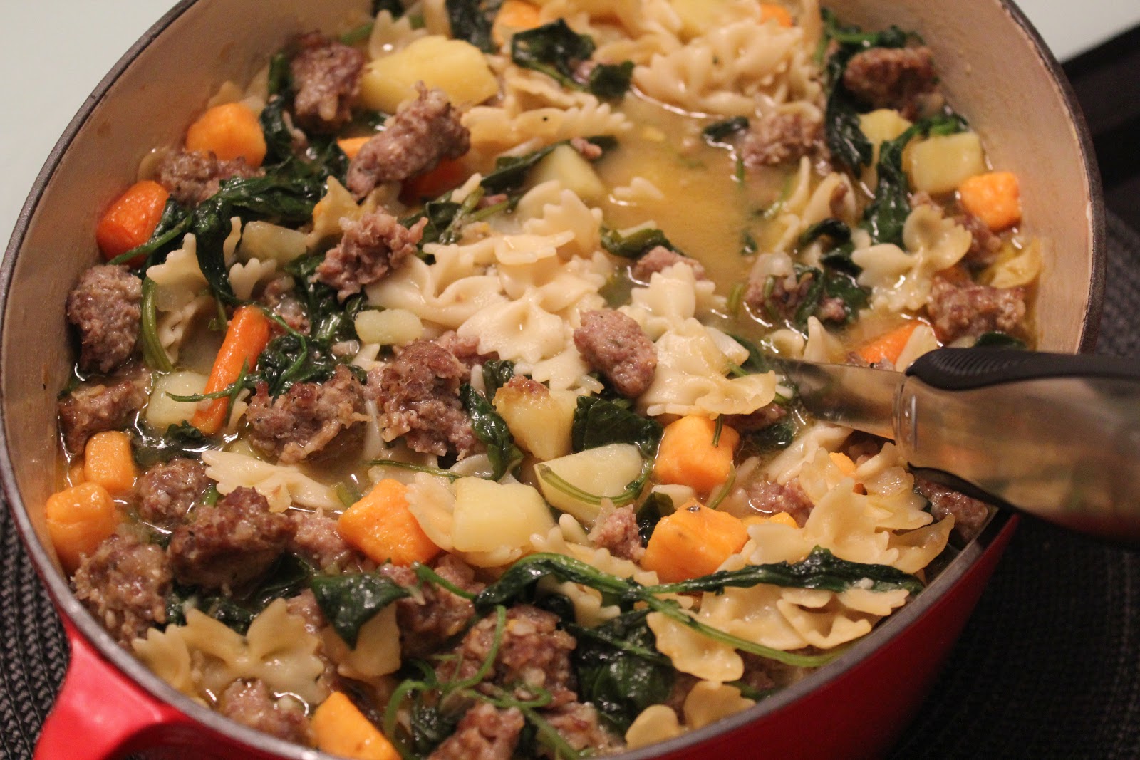 Delicious Dishings Italian Sausage, Potato, And Kale Soup